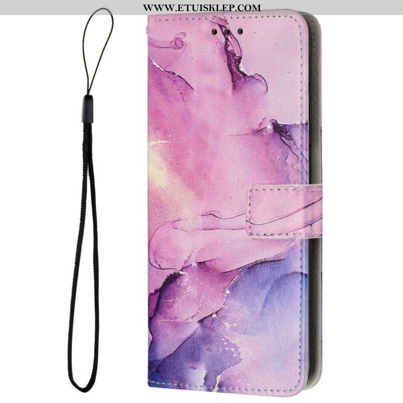 Etui Folio do iPhone 14 z Łańcuch Pasek Marmuru